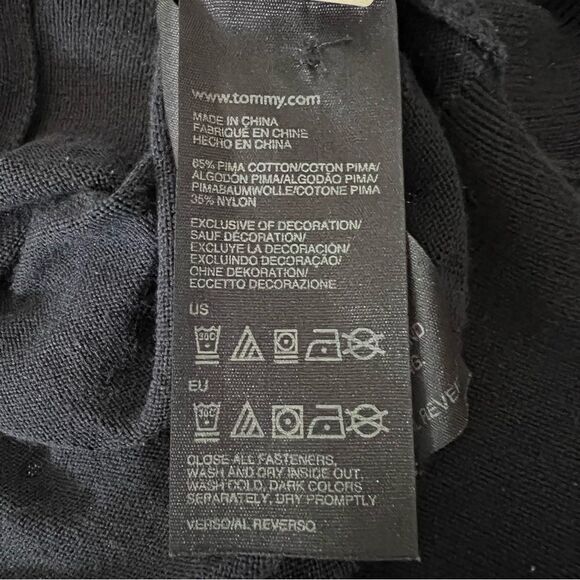 Tommy Hilfiger Cardigan Womens Sz M Navy Blue Polka Dot Button Front Pima Cotton - Picture 9 of 12